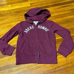 Abercrombie Boys Full Zip Hoodie, Burgundy, Sz 7/8